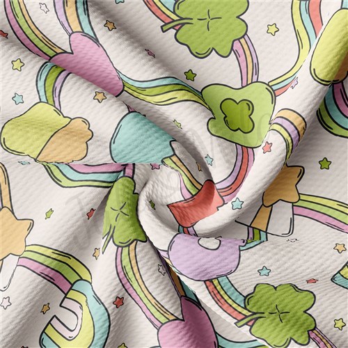 St. Patrick's Day Printed Liverpool Bullet Textured Stretch Solid Strip Thick Knit Jersey Fabric