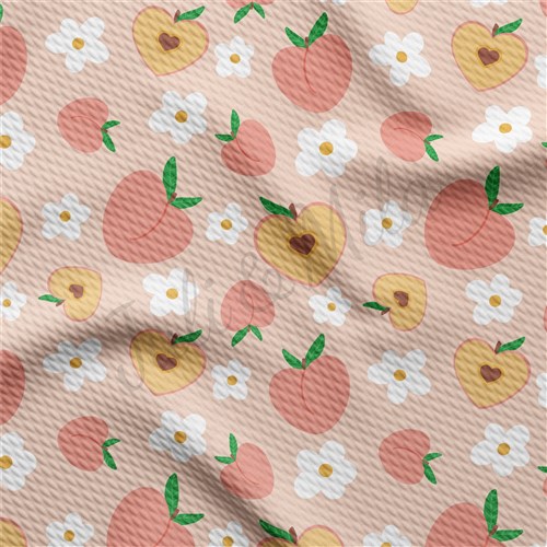 Peach Printed Liverpool Bullet Textured Stretch Solid Strip Thick Knit Jersey Fabric