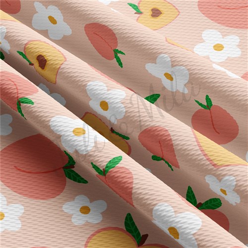 Peach Printed Liverpool Bullet Textured Stretch Solid Strip Thick Knit Jersey Fabric