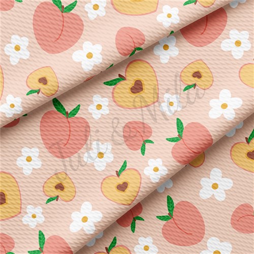 Peach Printed Liverpool Bullet Textured Stretch Solid Strip Thick Knit Jersey Fabric