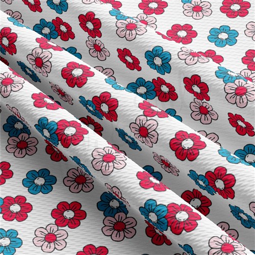 Patriotic 4th of July Liverpool Bullet Textured Stretch Solid Strip Thick Knit Jersey Fabric