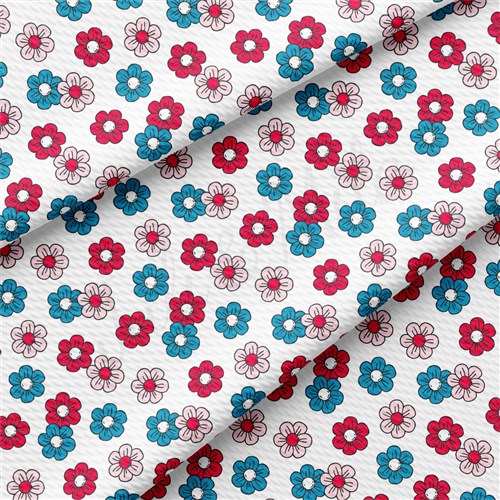 Patriotic 4th of July Liverpool Bullet Textured Stretch Solid Strip Thick Knit Jersey Fabric