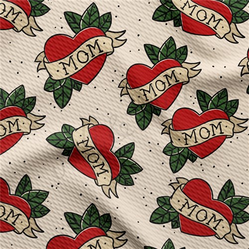 Mom Tattoo Printed Liverpool Bullet Textured Stretch Solid Strip Thick Knit Jersey Fabric