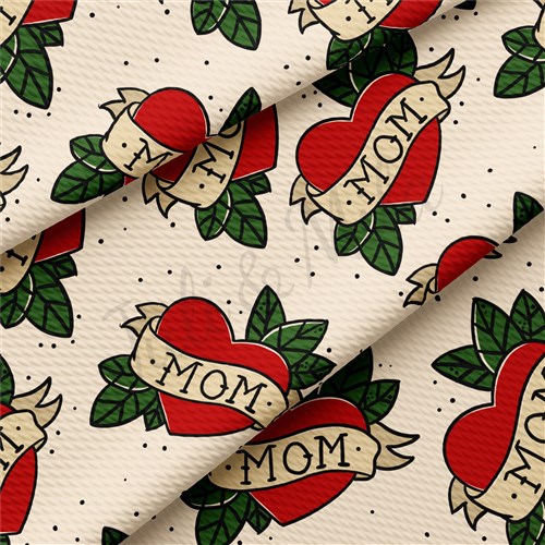 Mom Tattoo Printed Liverpool Bullet Textured Stretch Solid Strip Thick Knit Jersey Fabric