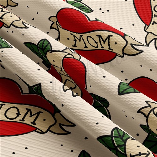 Mom Tattoo Printed Liverpool Bullet Textured Stretch Solid Strip Thick Knit Jersey Fabric