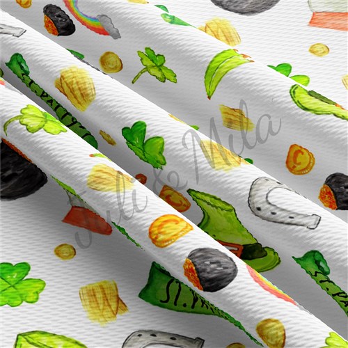 St. Patrick's Day Printed Liverpool Bullet Textured Stretch Solid Strip Thick Knit Jersey Fabric