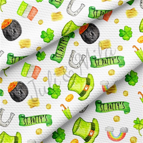 St. Patrick's Day Printed Liverpool Bullet Textured Stretch Solid Strip Thick Knit Jersey Fabric