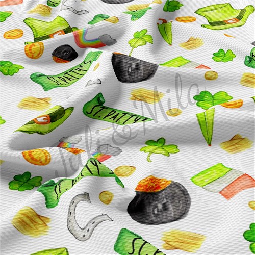 St. Patrick's Day Printed Liverpool Bullet Textured Stretch Solid Strip Thick Knit Jersey Fabric