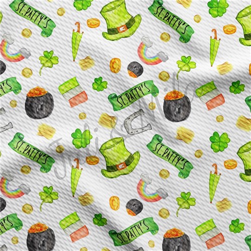 St. Patrick's Day Printed Liverpool Bullet Textured Stretch Solid Strip Thick Knit Jersey Fabric