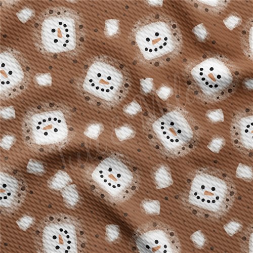 Christmas Cocoa Printed Liverpool Bullet Textured Stretch Solid Strip Thick Knit Jersey Fabric