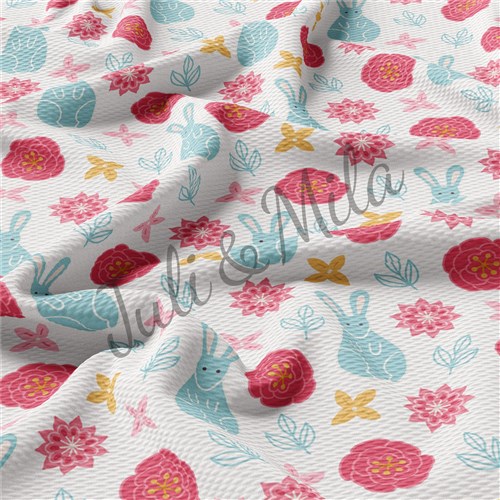 Easter Printed Liverpool Fabric Egg Bunny Pastel(E17) & Get a Free $89.99 Embroidery Bundle