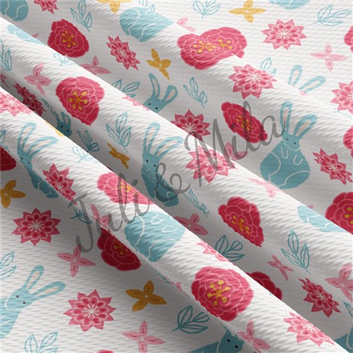 Easter Printed Liverpool Fabric Egg Bunny Pastel(E17) & Get a Free $89.99 Embroidery Bundle