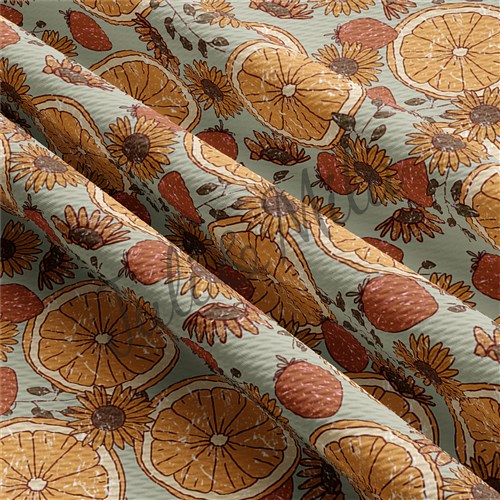 Orange Printed Liverpool 4 Way Fabric AA270 & Get a Free $89.99 Embroidery Bundle