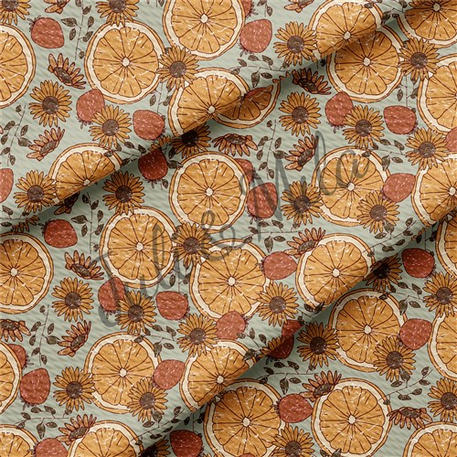 Orange Printed Liverpool 4 Way Fabric AA270 & Get a Free $89.99 Embroidery Bundle