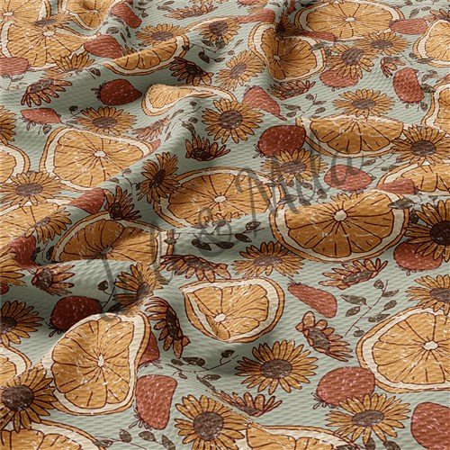 Orange Printed Liverpool 4 Way Fabric AA270 & Get a Free $89.99 Embroidery Bundle