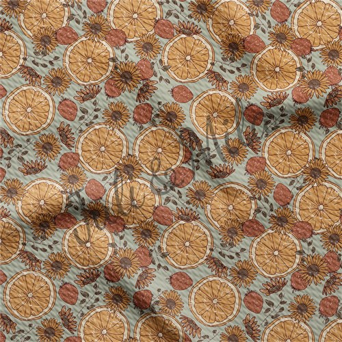 Orange Printed Liverpool 4 Way Fabric AA270 & Get a Free $89.99 Embroidery Bundle
