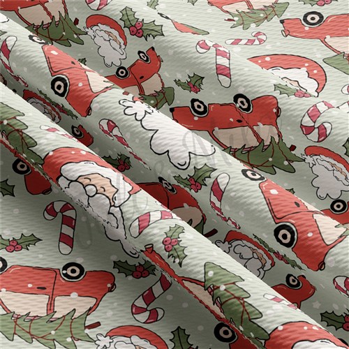 Christmas Cars Printed Liverpool Bullet Textured Stretch Solid Strip Thick Knit Jersey Fabric