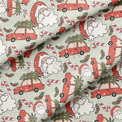 Christmas Cars Printed Liverpool Bullet Textured Stretch Solid Strip Thick Knit Jersey Fabric