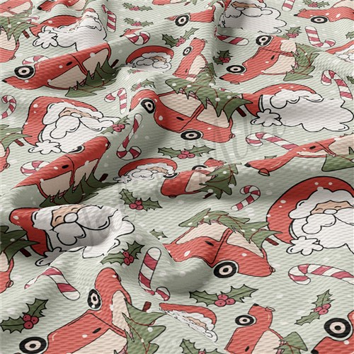 Christmas Cars Printed Liverpool Bullet Textured Stretch Solid Strip Thick Knit Jersey Fabric