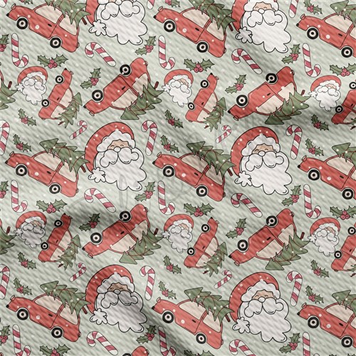 Christmas Cars Printed Liverpool Bullet Textured Stretch Solid Strip Thick Knit Jersey Fabric