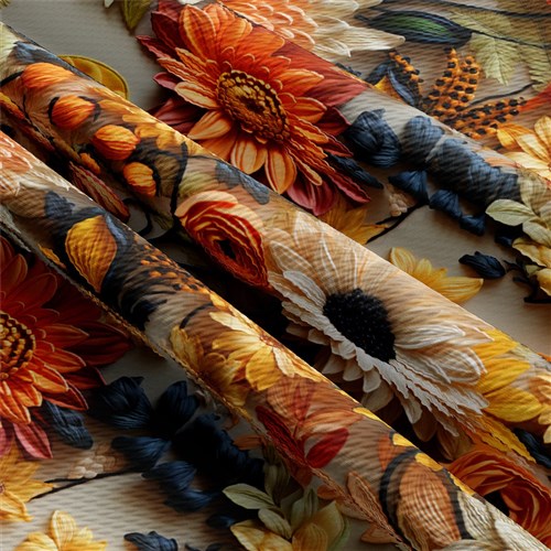 Fall Floral Pumpkin Fabric AA1917 flowers Embroidery & Get a Free $89.99 Embroidery Bundle