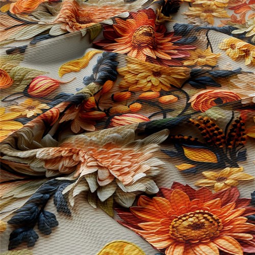 Fall Floral Pumpkin Fabric AA1917 flowers Embroidery & Get a Free $89.99 Embroidery Bundle