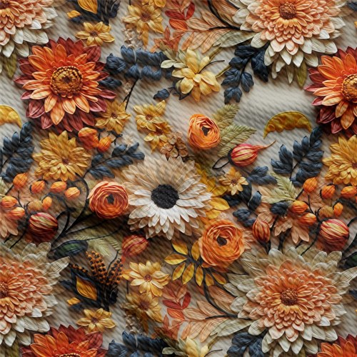 Fall Floral Pumpkin Fabric AA1917 flowers Embroidery & Get a Free $89.99 Embroidery Bundle