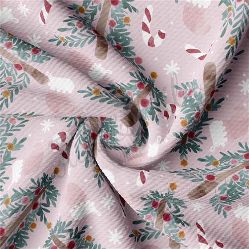 Pink Christmas Tree Liverpool Bullet Textured Stretch Solid Strip Thick Knit Jersey Fabric