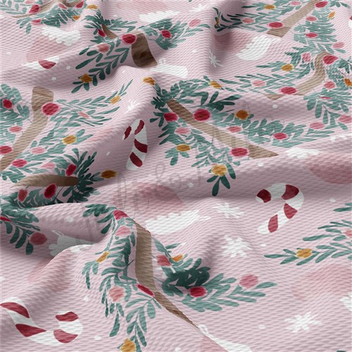Pink Christmas Tree Liverpool Bullet Textured Stretch Solid Strip Thick Knit Jersey Fabric
