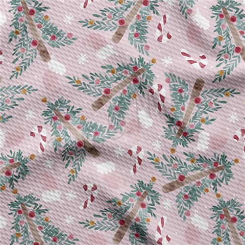 Pink Christmas Tree Liverpool Bullet Textured Stretch Solid Strip Thick Knit Jersey Fabric