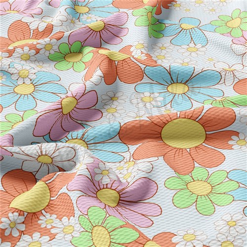 Floral Printed Liverpool 4 Way Fabric AA1490 & Get a Free $89.99 Embroidery Bundle