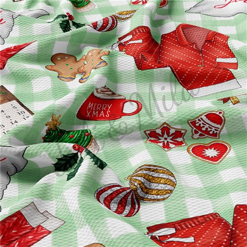 Christmas Liverpool Bullet Textured Stretch Solid Strip Thick Knit Jersey Fabric