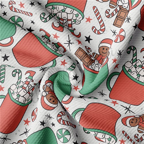 Christmas Printed Liverpool Bullet Textured Stretch Solid Strip Thick Knit Jersey Fabric