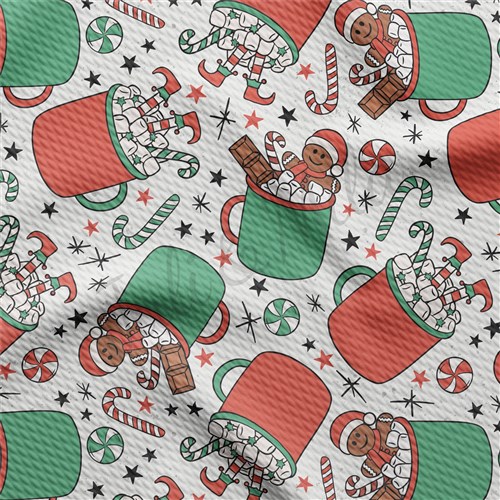 Christmas Printed Liverpool Bullet Textured Stretch Solid Strip Thick Knit Jersey Fabric