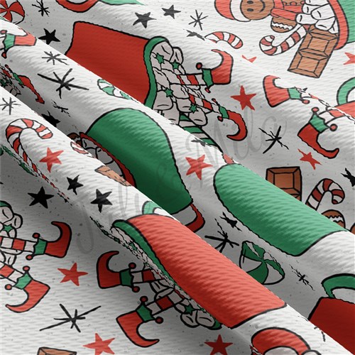 Christmas Printed Liverpool Bullet Textured Stretch Solid Strip Thick Knit Jersey Fabric