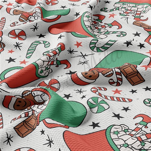 Christmas Printed Liverpool Bullet Textured Stretch Solid Strip Thick Knit Jersey Fabric