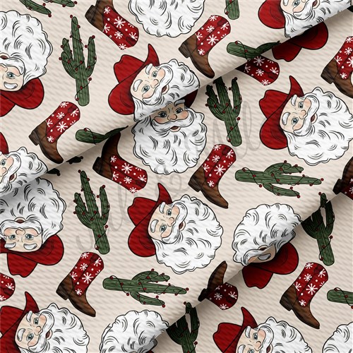Christmas Santa Western Printed Fabric AA1070 & Get a Free $89.99 Embroidery Bundle