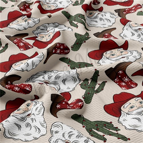 Christmas Santa Western Printed Fabric AA1070 & Get a Free $89.99 Embroidery Bundle