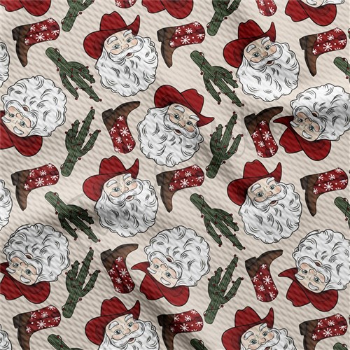 Christmas Santa Western Printed Fabric AA1070 & Get a Free $89.99 Embroidery Bundle