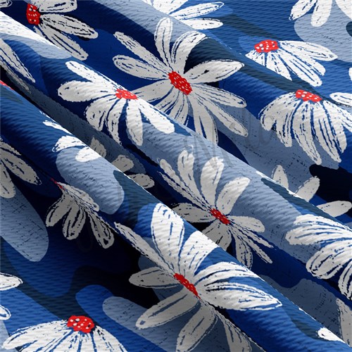 Patriotic 4th of July Liverpool Bullet Textured Stretch Solid Strip Thick Knit Jersey Fabric