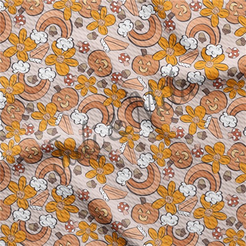 Fall Autumn Halloween Pumpkin Printed Fabric AF1 & Get a Free $89.99 Embroidery Bundle