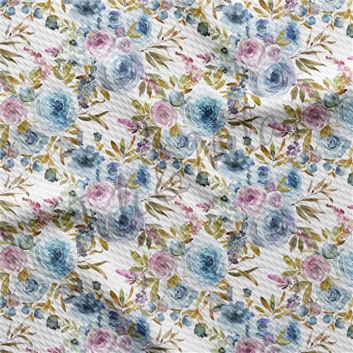 Printed Floral Liverpool Bow Floral BlueRoses (F37) & Get a Free $89.99 Embroidery Bundle