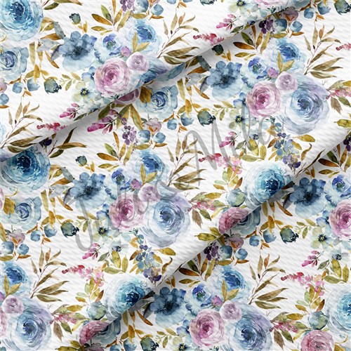 Printed Floral Liverpool Bow Floral BlueRoses (F37) & Get a Free $89.99 Embroidery Bundle