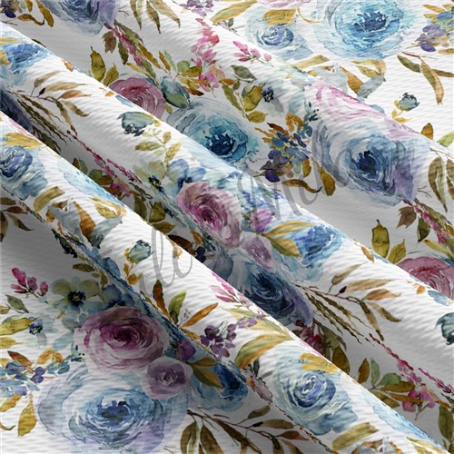 Printed Floral Liverpool Bow Floral BlueRoses (F37) & Get a Free $89.99 Embroidery Bundle
