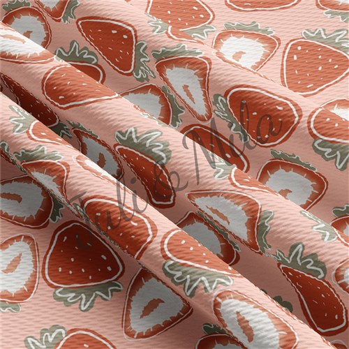 Strawberry Printed Liverpool 4 Way Fabric Strawberry2 & Get a Free $89.99 Embroidery Bundle