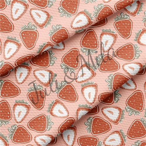 Strawberry Printed Liverpool 4 Way Fabric Strawberry2 & Get a Free $89.99 Embroidery Bundle