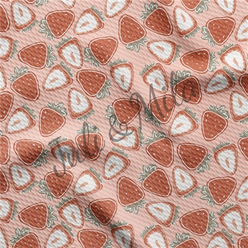 Strawberry Printed Liverpool 4 Way Fabric Strawberry2 & Get a Free $89.99 Embroidery Bundle