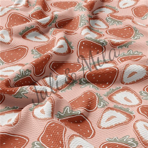 Strawberry Printed Liverpool 4 Way Fabric Strawberry2 & Get a Free $89.99 Embroidery Bundle