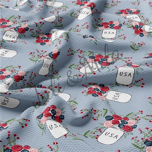 Patriotic 4th of July Printed Liverpool Fabric (PT37) & Get a Free $89.99 Embroidery Bundle