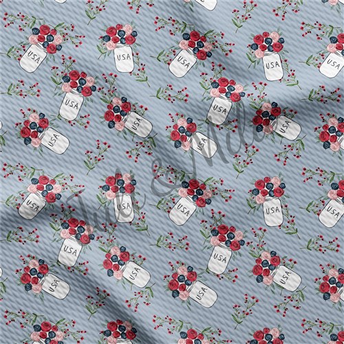 Patriotic 4th of July Printed Liverpool Fabric (PT37) & Get a Free $89.99 Embroidery Bundle